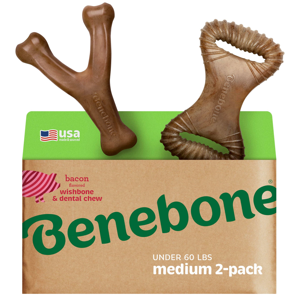 Benebone Wishbone dog toy with paw-friendly grip for easy handling and chewing.