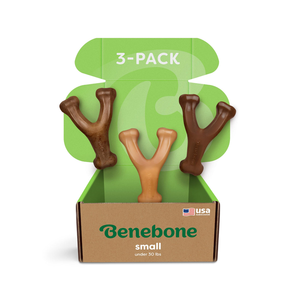 Benebone Wishbone real bacon close-up showing flavor appeal for dogs