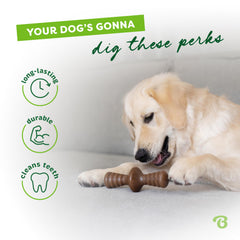 Benebone Zaggler with real bacon flavor dogs love during chewing.