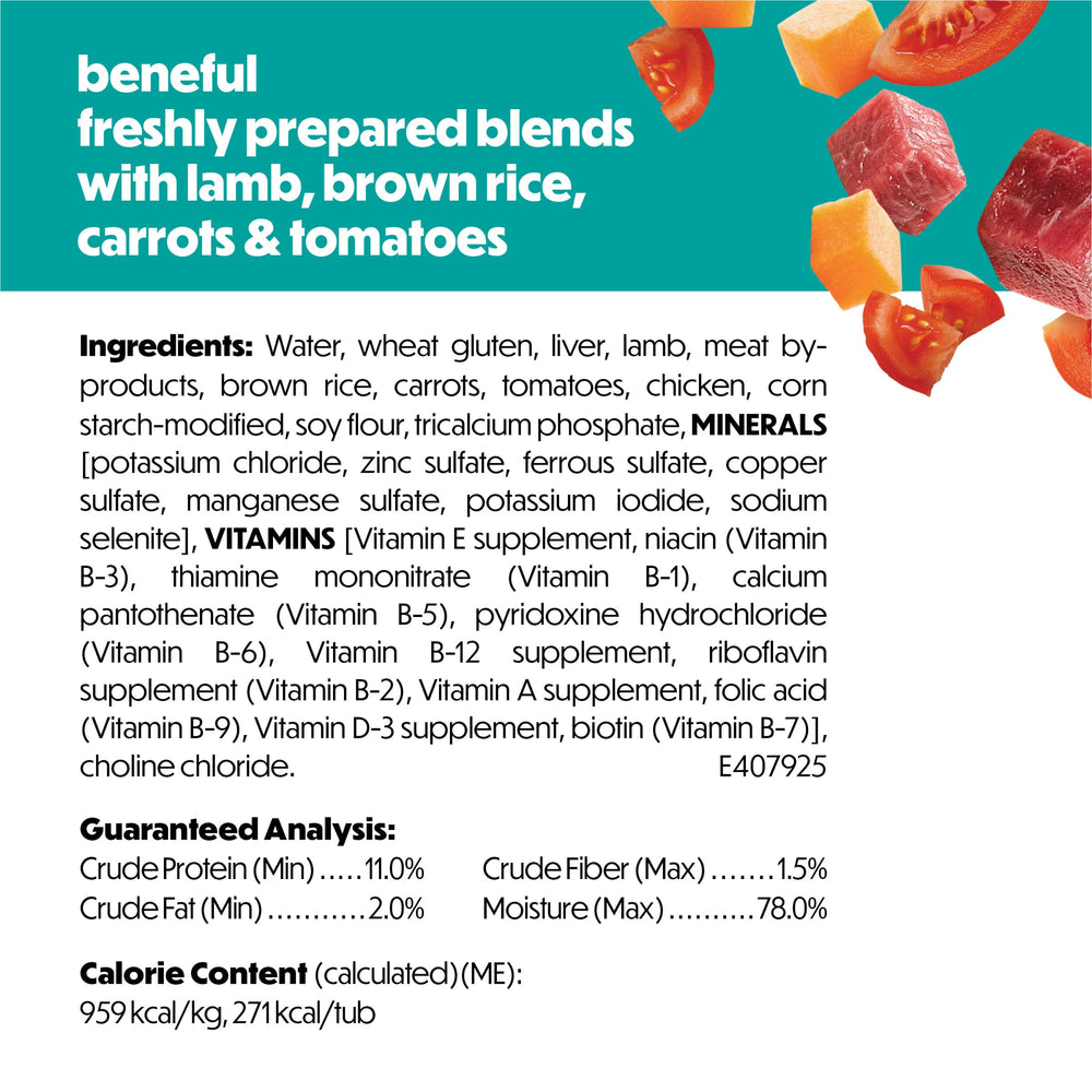 Beneful Freshly Prepared Blends resealable container keeps leftovers fresh.