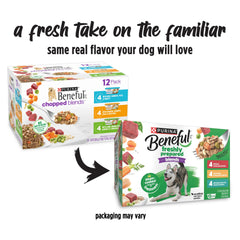 Beneful Freshly Prepared Blends chicken 10 oz tub with gravy enhances flavor and nutrition.