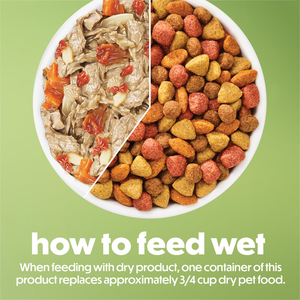 Beneful Freshly Prepared Blends wet food topper adds moisture to kibble.