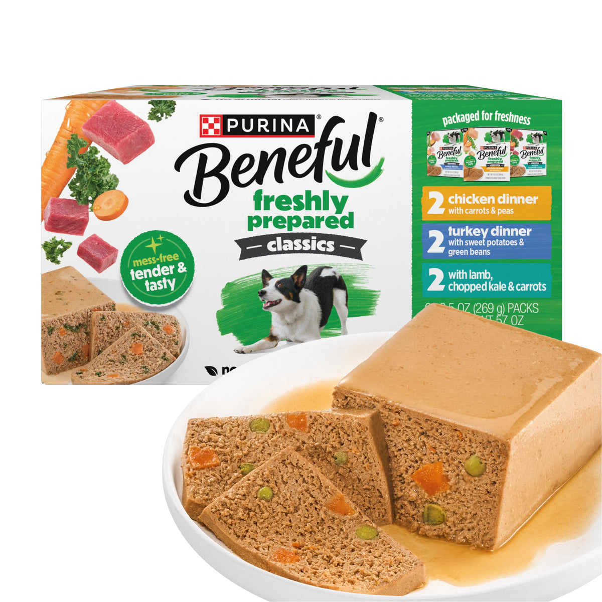 Beneful Freshly Prepared Classics chicken dinner serving bowl with real meat for tasty meals