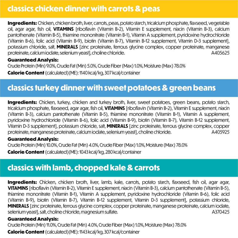 Beneful Freshly Prepared Classics ingredient close-up shows real vegetables and meat