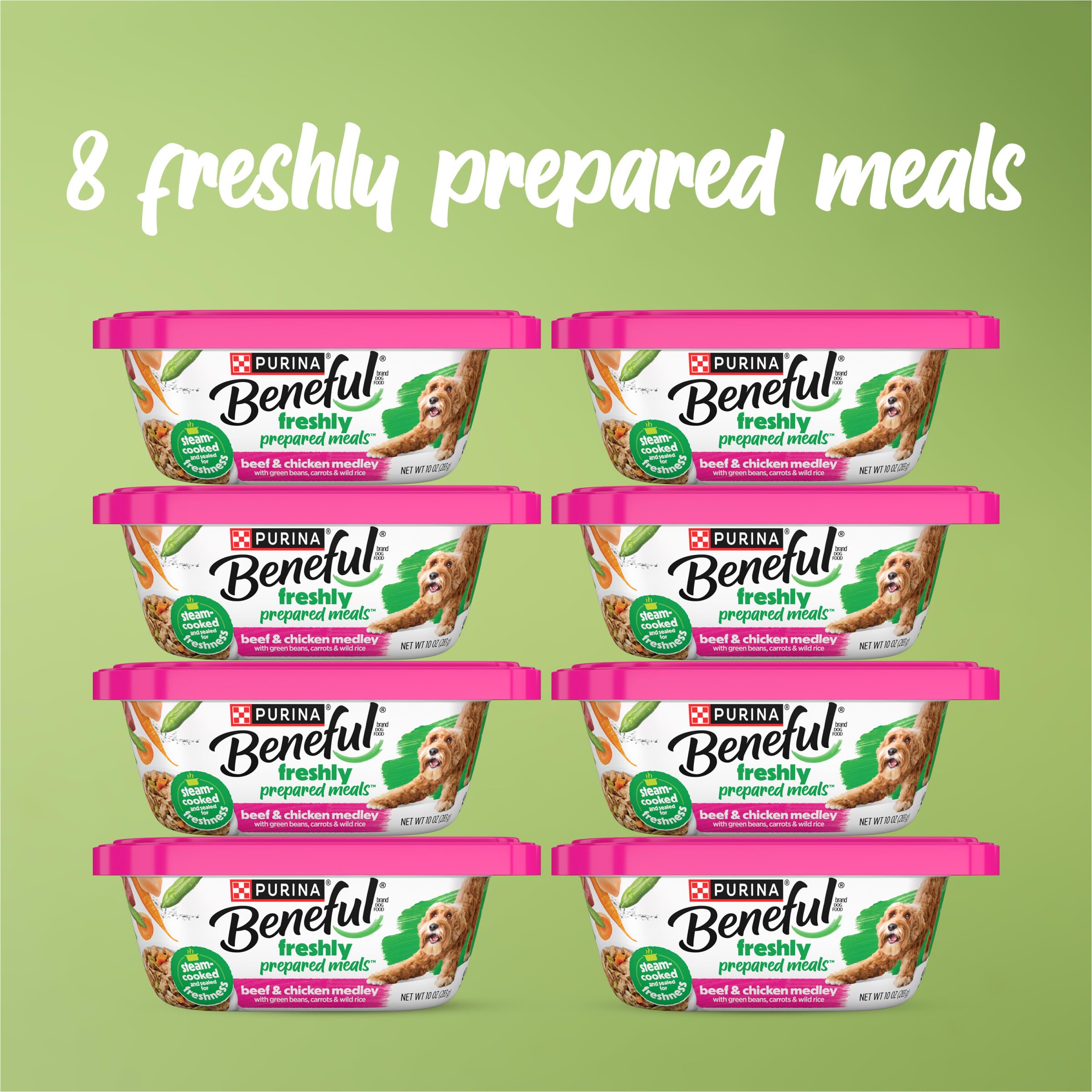 Visible green beans, carrots and wild rice highlight wholesome ingredients in Beneful.