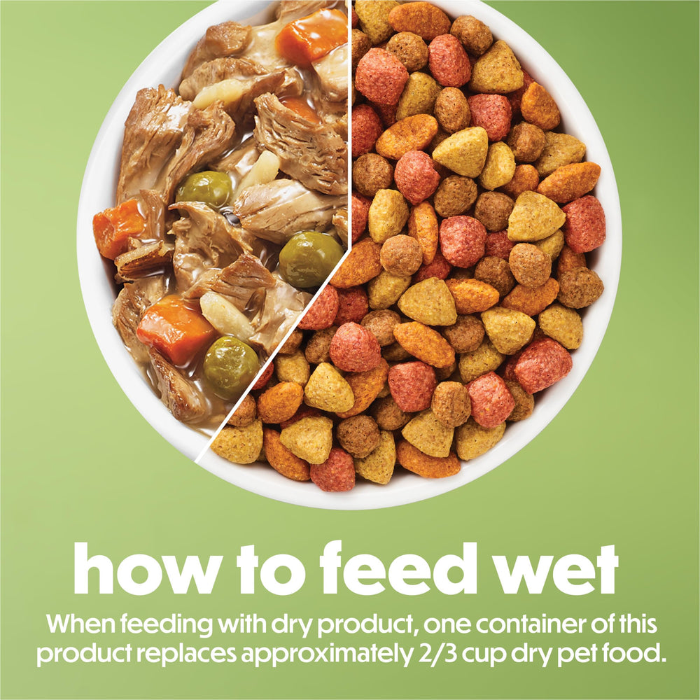 Beneful Lamb Stew feeding time kitchen scene invites convenient topping ideas.