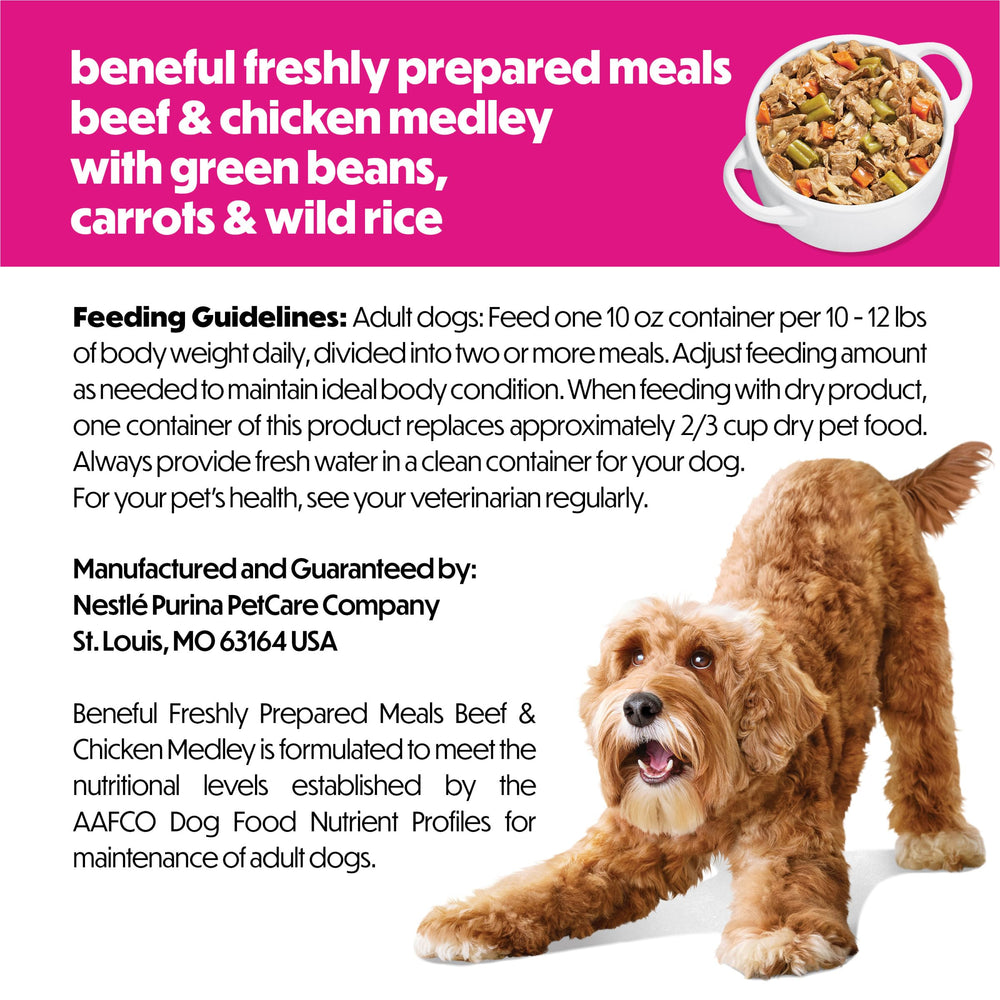 Reclosable Beneful tubs help keep freshness between meals.