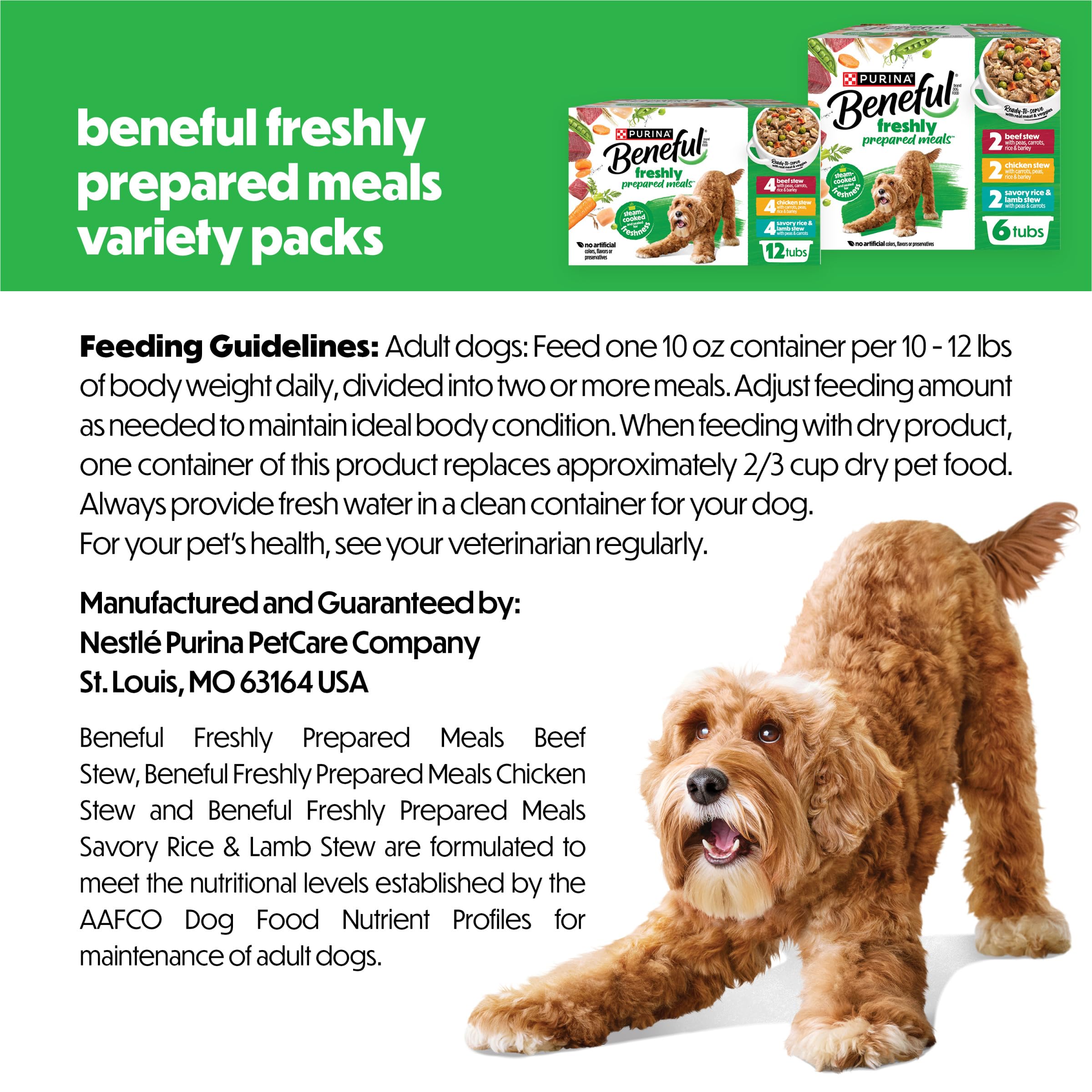Beneful veggies visible in gravy highlight wholesome ingredients in each serving.