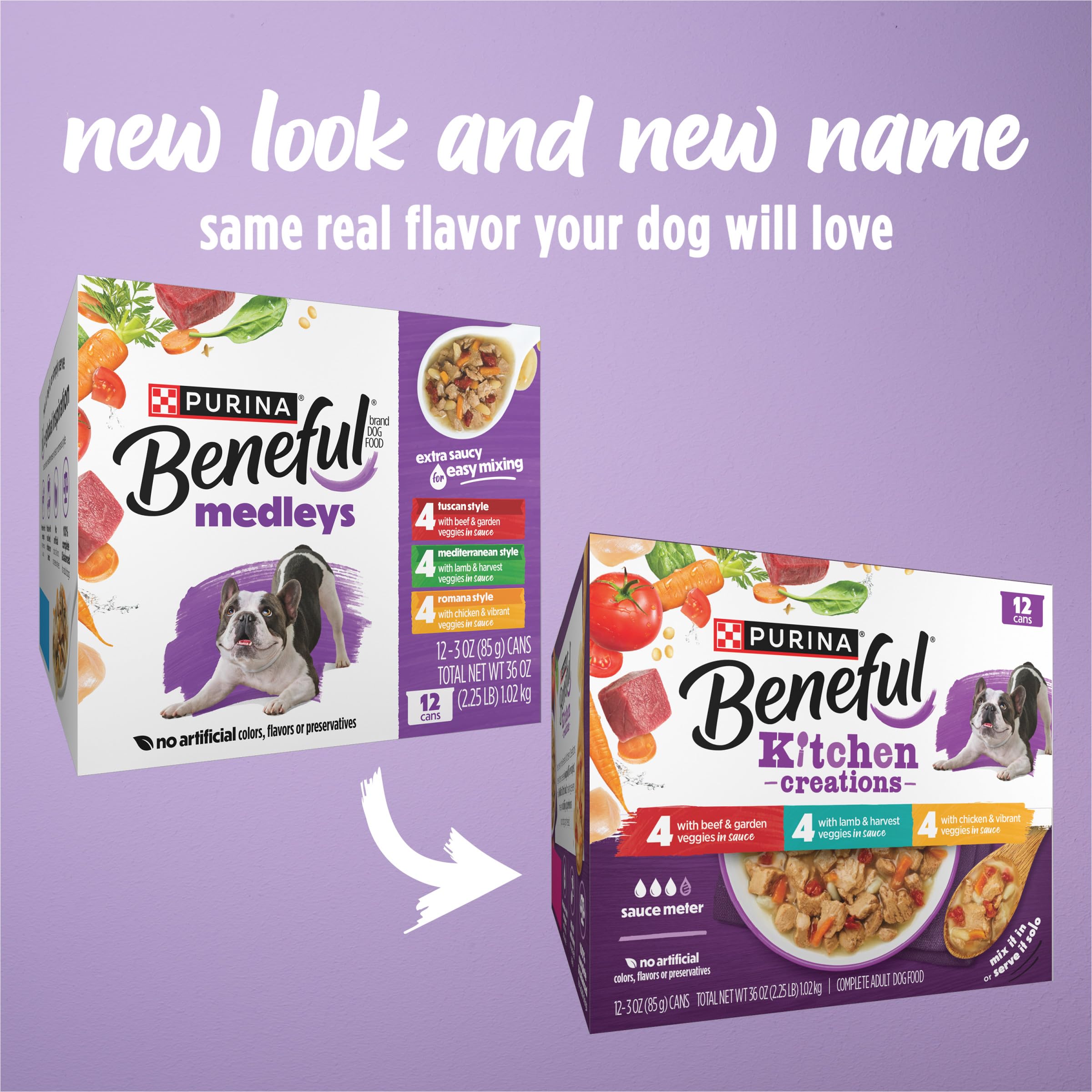 Purina Beneful Medleys Tuscan beef can with real ingredients for dogs