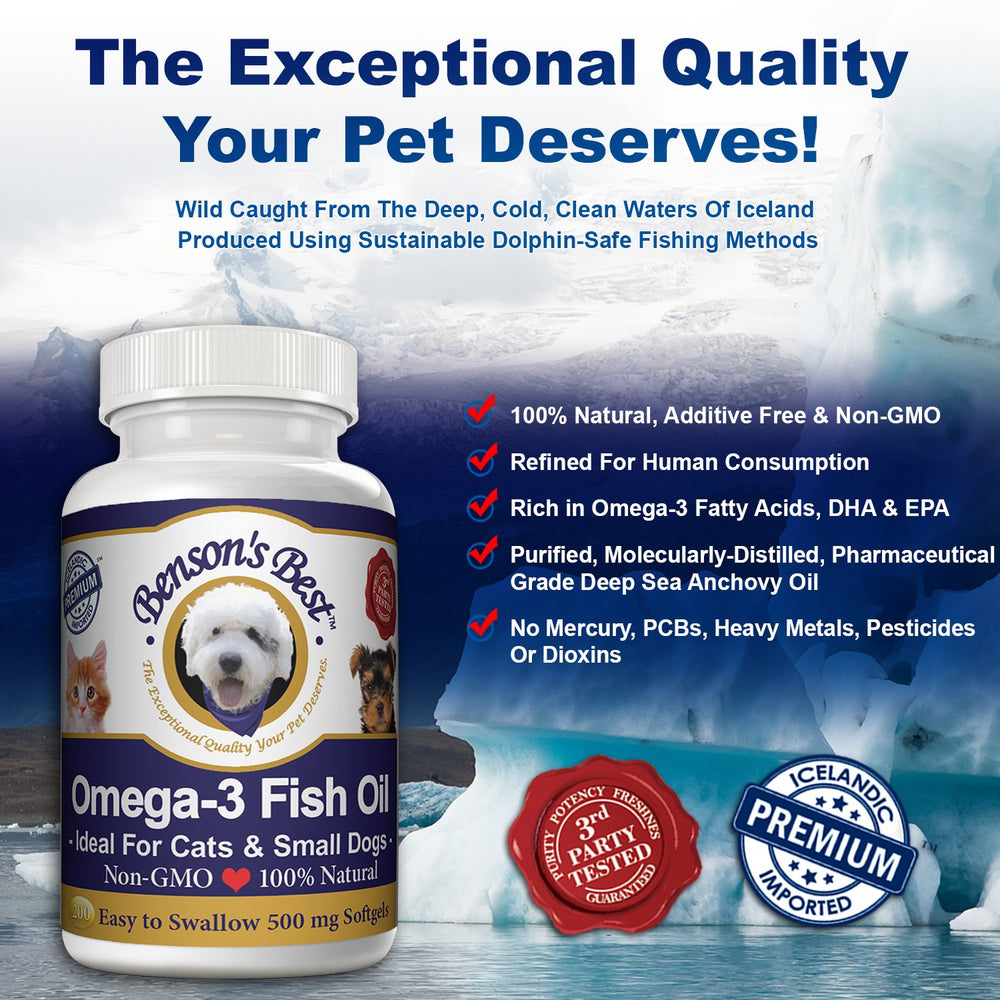 Benson's Best omega-3 for pets being added to meals.