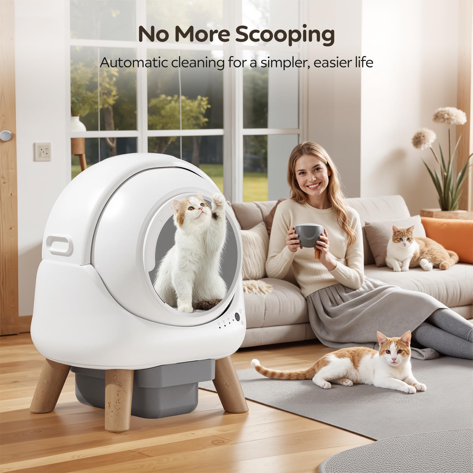 Beokeo automatic litter box infrared sensors ensuring safe pause.