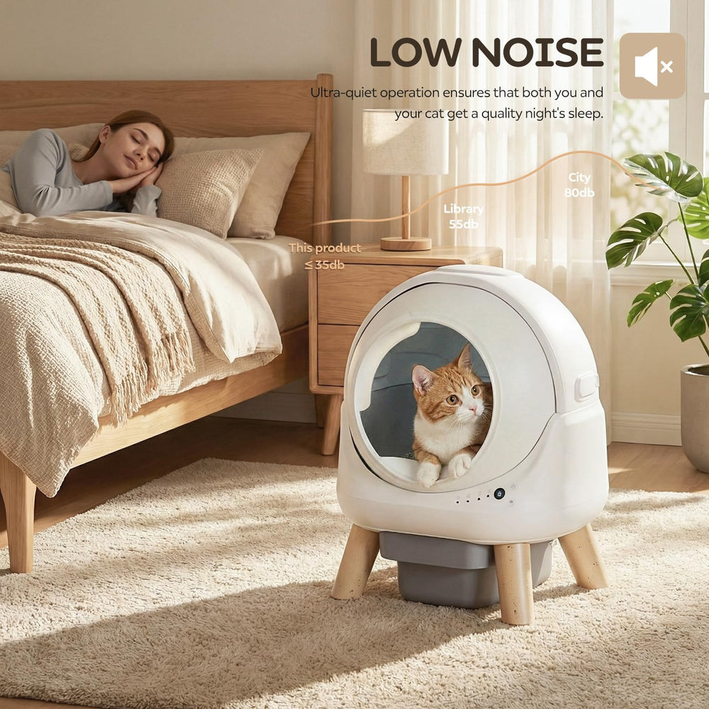 Beokeo automatic litter box packaging with trash bags included.
