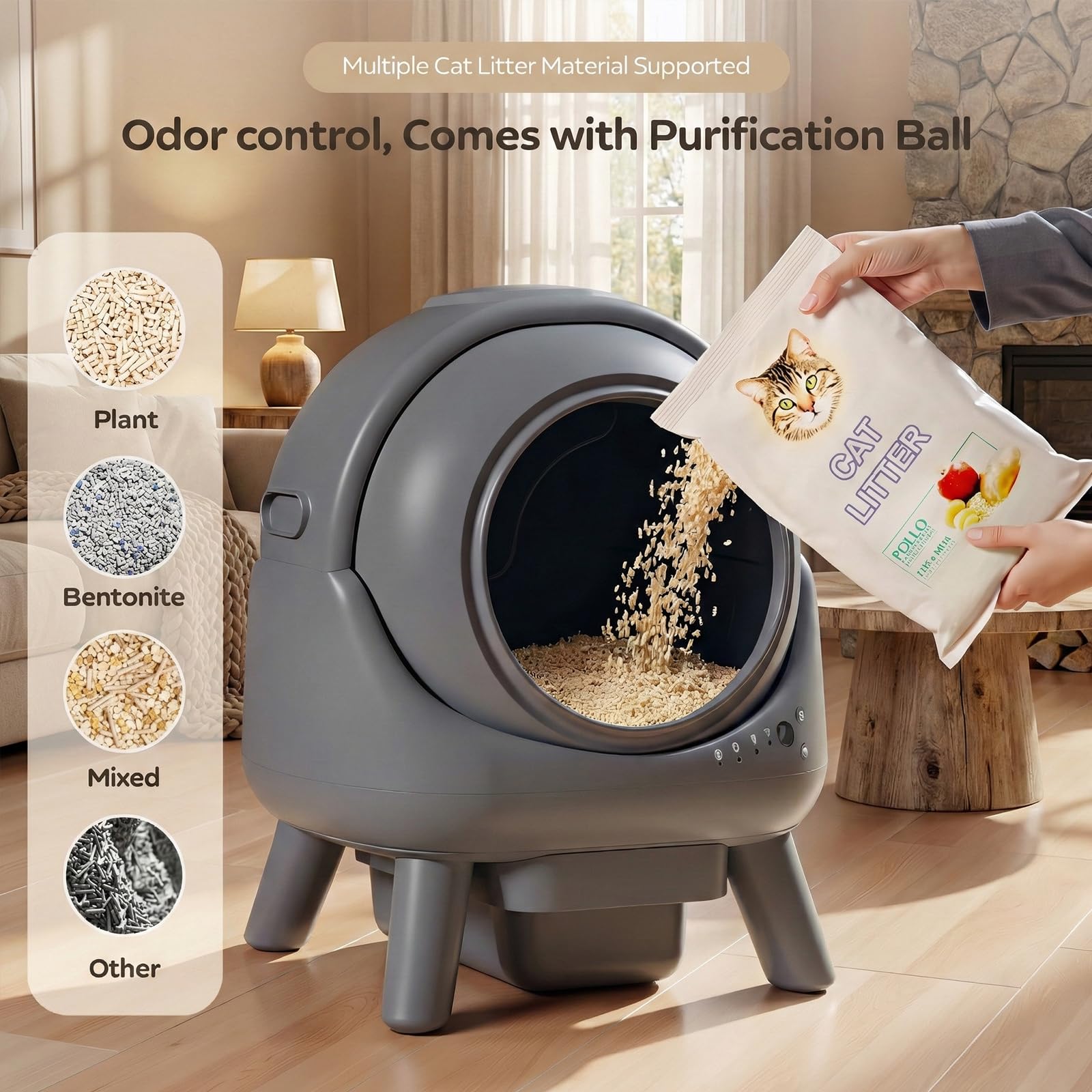 Beokeo smart app control shows litter levels and usage