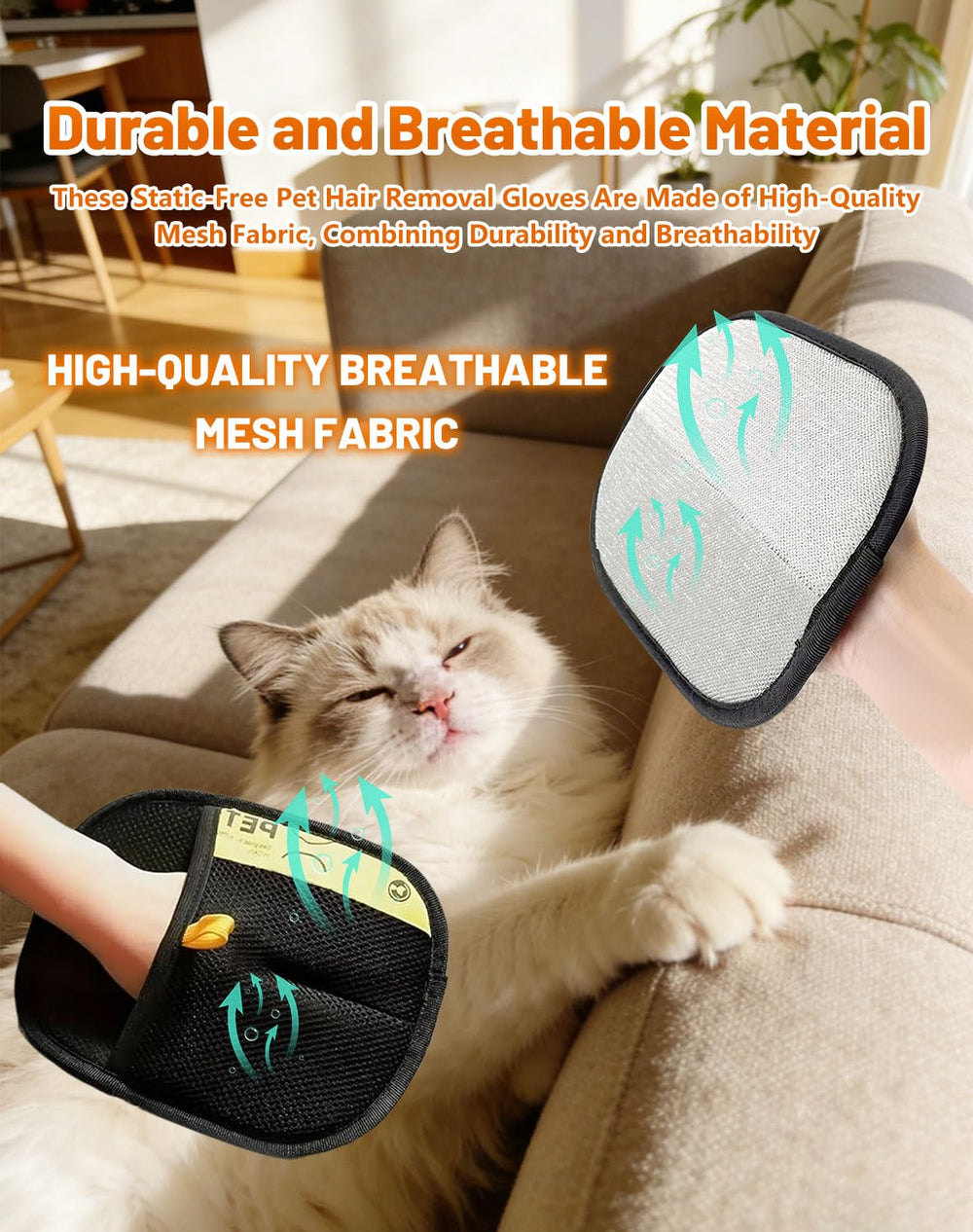 BEOWUI breathable mesh glove keeps hands cool during grooming