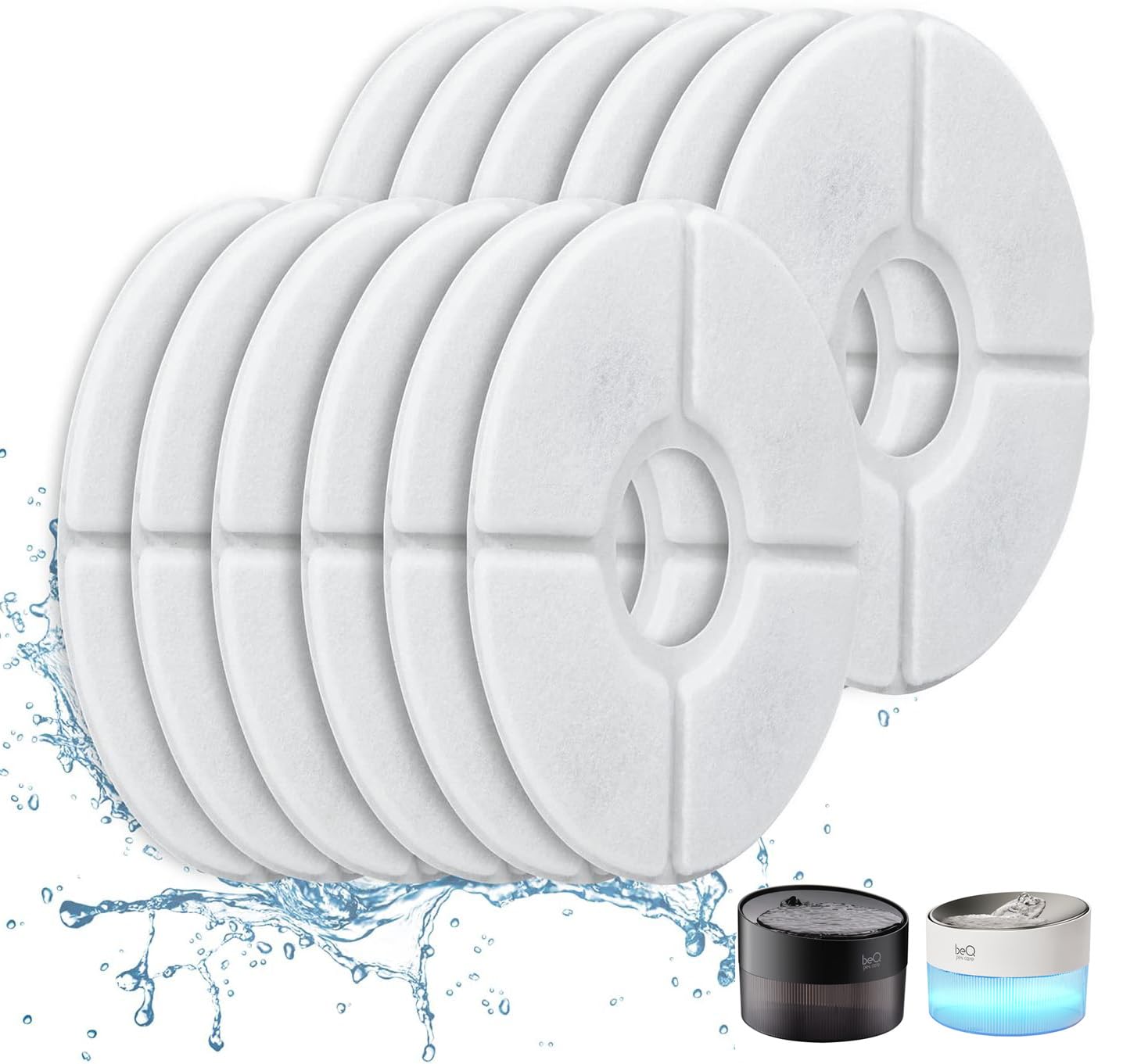 BEQ E1 Infinity cat fountain filter 12-pack ready for fresh water