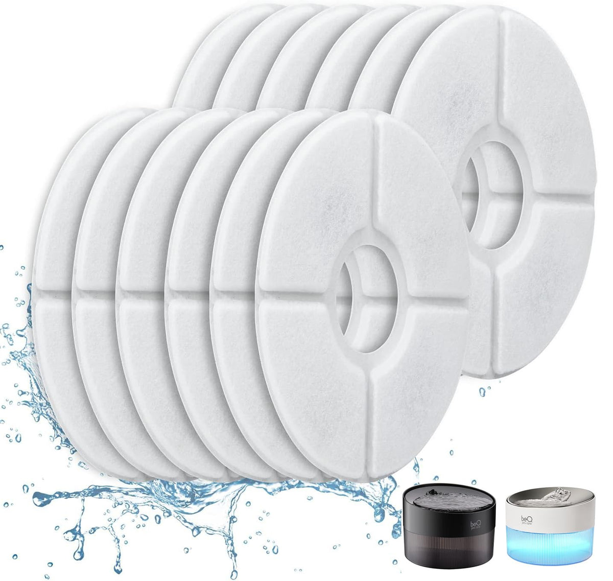 BEQ E1 Infinity cat fountain filter 12-pack ready for fresh water