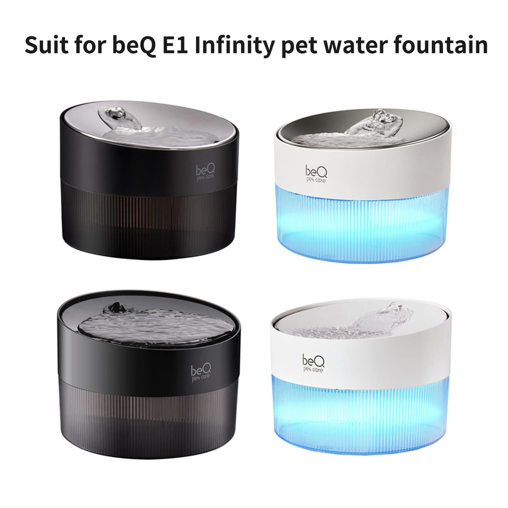 Close-up of BEQ E1 Infinity cat fountain filter showing multiple filtration stages