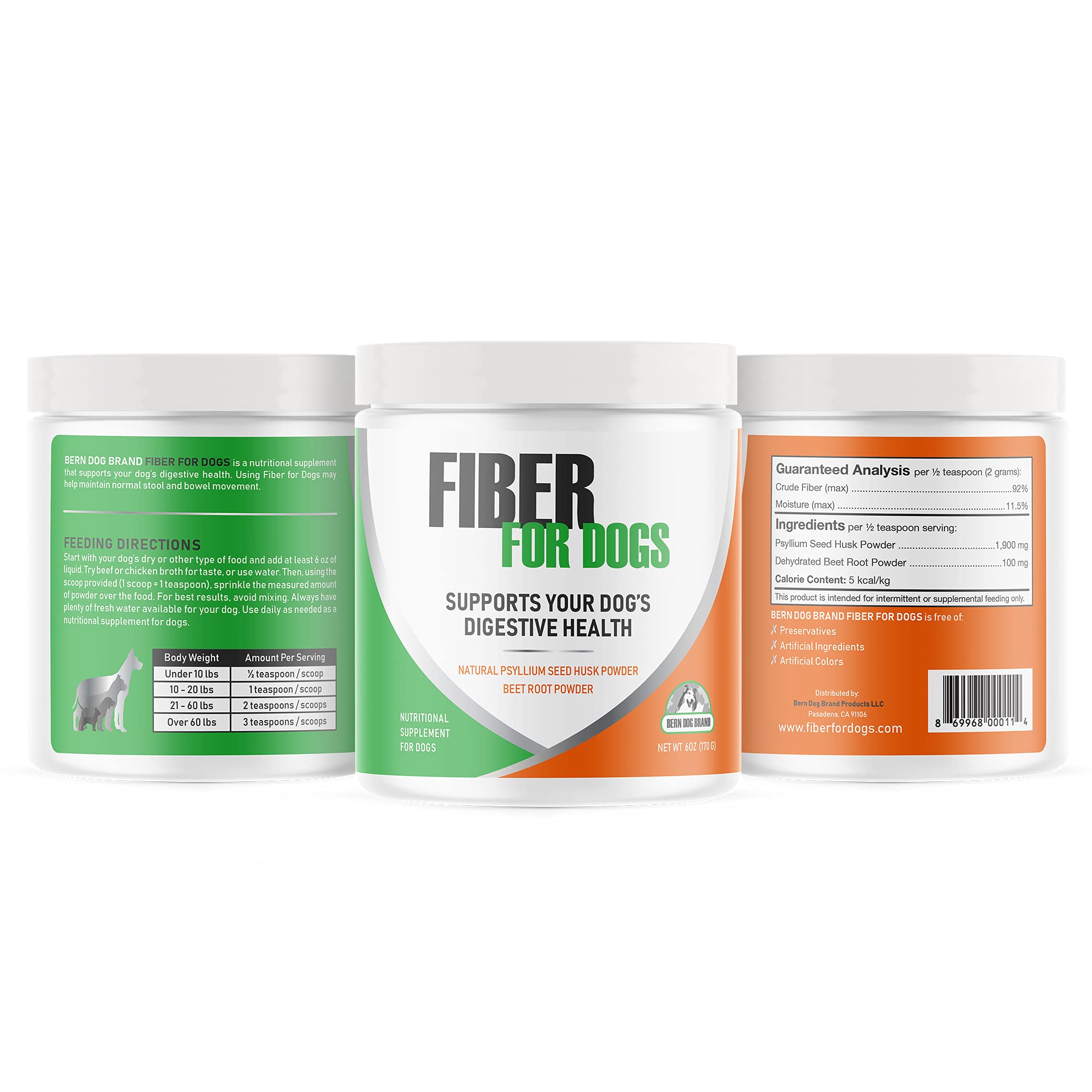 Bern Dog Brand Fiber for Dogs 6 oz bottle in compact packaging