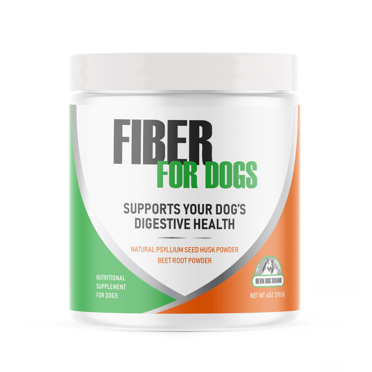 Bern Dog Brand Fiber for Dogs psyllium husk powder in container promoting regularity
