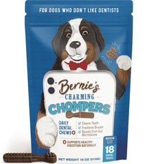 Bernie's Charming Chompers 18-count pack for daily dental care and fresh breath.