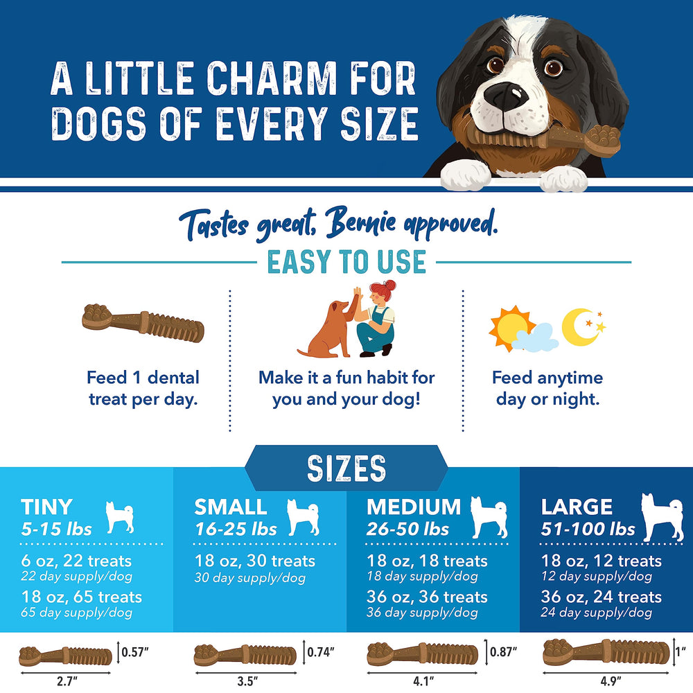 Bernie’s Charming Chompers gut-friendly fibers and probiotics support digestion.