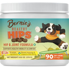 Bernie's Healthy Hips bottle for daily dog joint support and mobility.