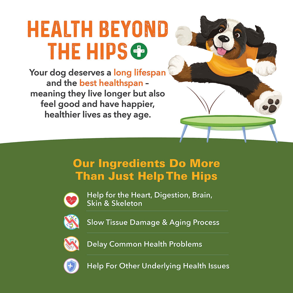 Bernie's Healthy Hips label highlights 16 active ingredients and a natural formula.