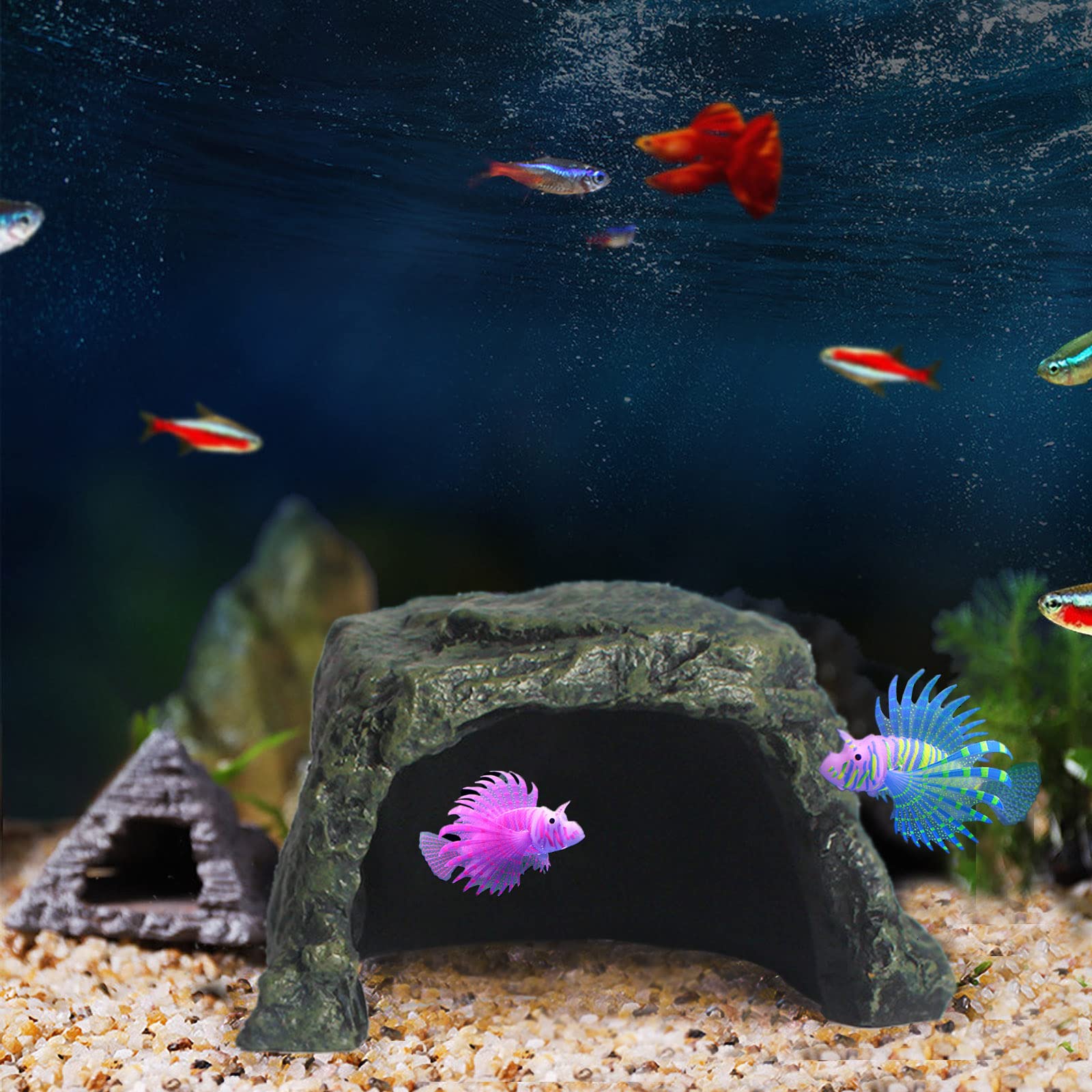 Besimple fish tank rock hide stays underwater and supports exploration in tanks.