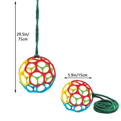 Besimple feeder ball in use, horse nudges and sways with hay.
