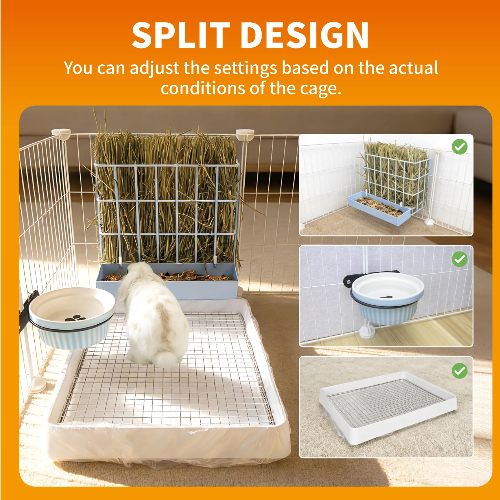 BESNEW 3-in-1 rabbit feeder easy-cleaning kit included