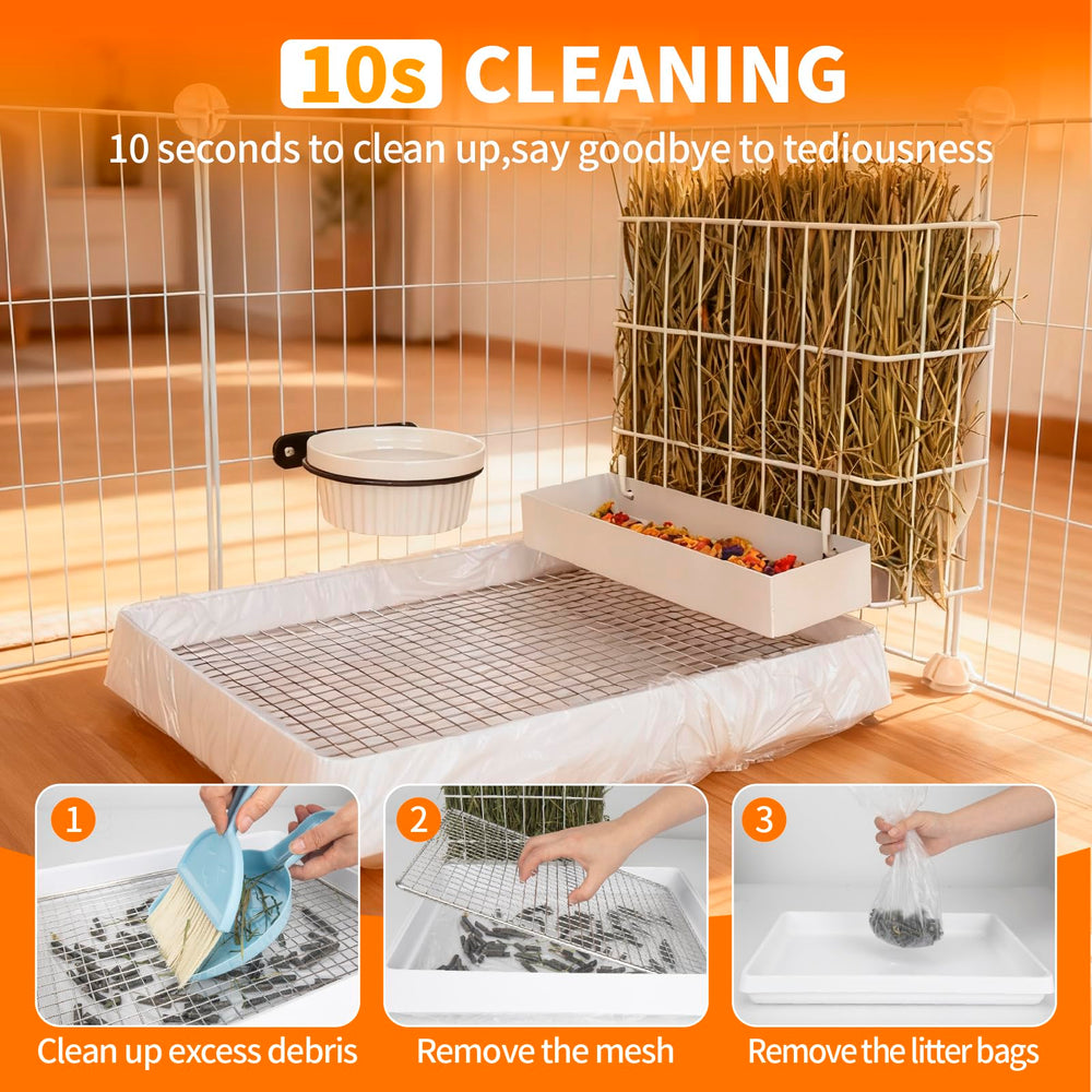 Besnew 3-in-1 rabbit hay feeder side view in compact cage