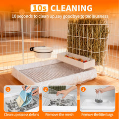 Besnew 3-in-1 rabbit hay feeder side view in compact cage