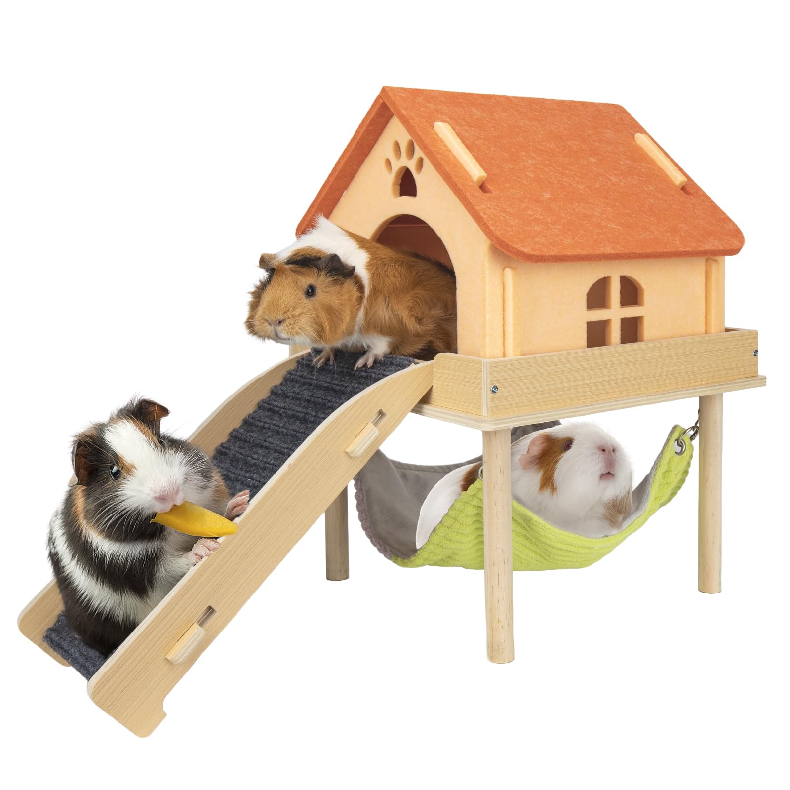 BESNEW 3-in-1 enlarged guinea pig hammock for resting and playing