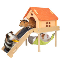 BESNEW 3-in-1 enlarged guinea pig hammock for resting and playing