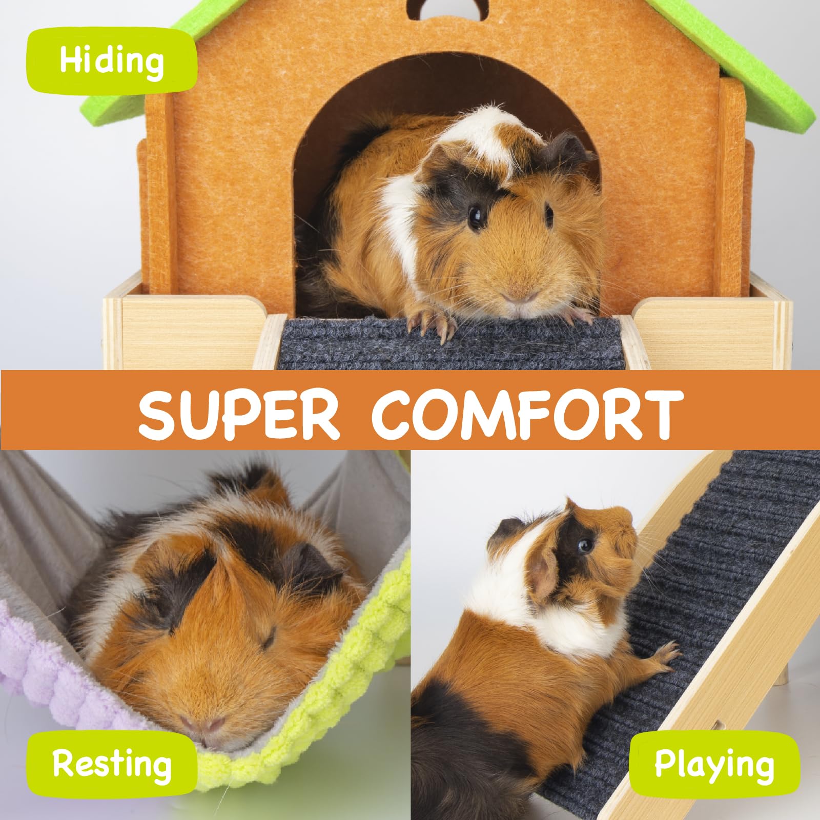 BESNEW easy-clean guinea pig toy featuring washable hammock and wipe-clean surfaces.