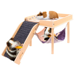 BESNEW enlarged guinea pig hammock with platform and stairs—stable design for climbing.
