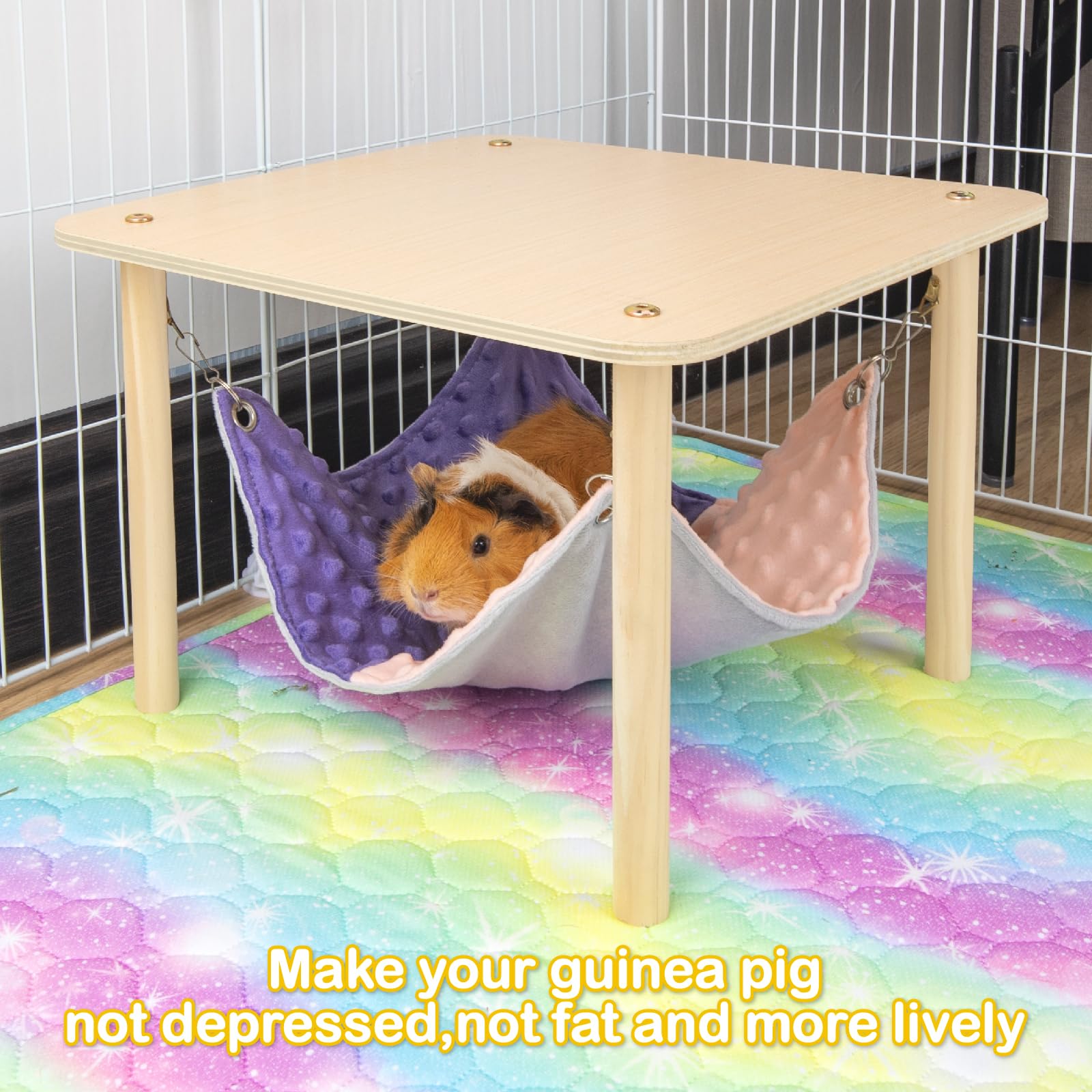 BESNEW enlarged guinea pig hammock platform provides spacious sleeping area for all ages.