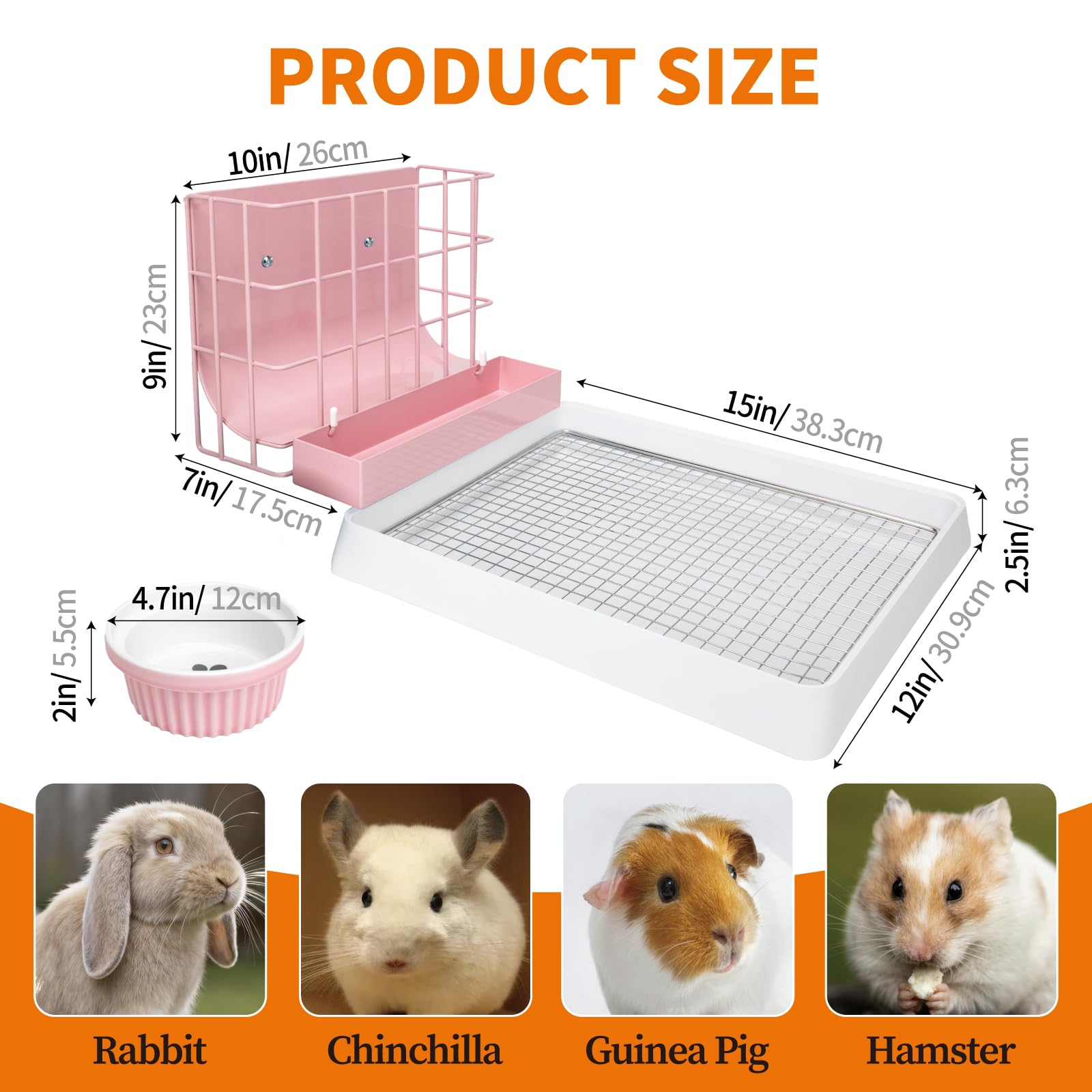 BESNEW litter box and tray front view, waterproof components for easy cleanup.