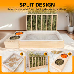 BESNEW integrated litter box with hay feeder design for waste control