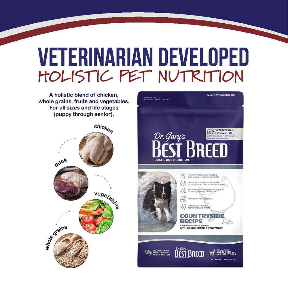 Best Breed Countryside Recipe kibble closeup emphasizing nutrient-dense formula.