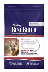 Best Breed Dr. Gary's German Dog Diet bag showcases vet-developed nutrition for large breeds digestive health.