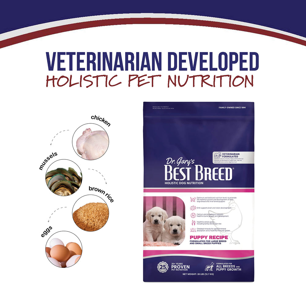 Best Breed Puppy Diet bag label highlighting USA-made quality and wholesome ingredients