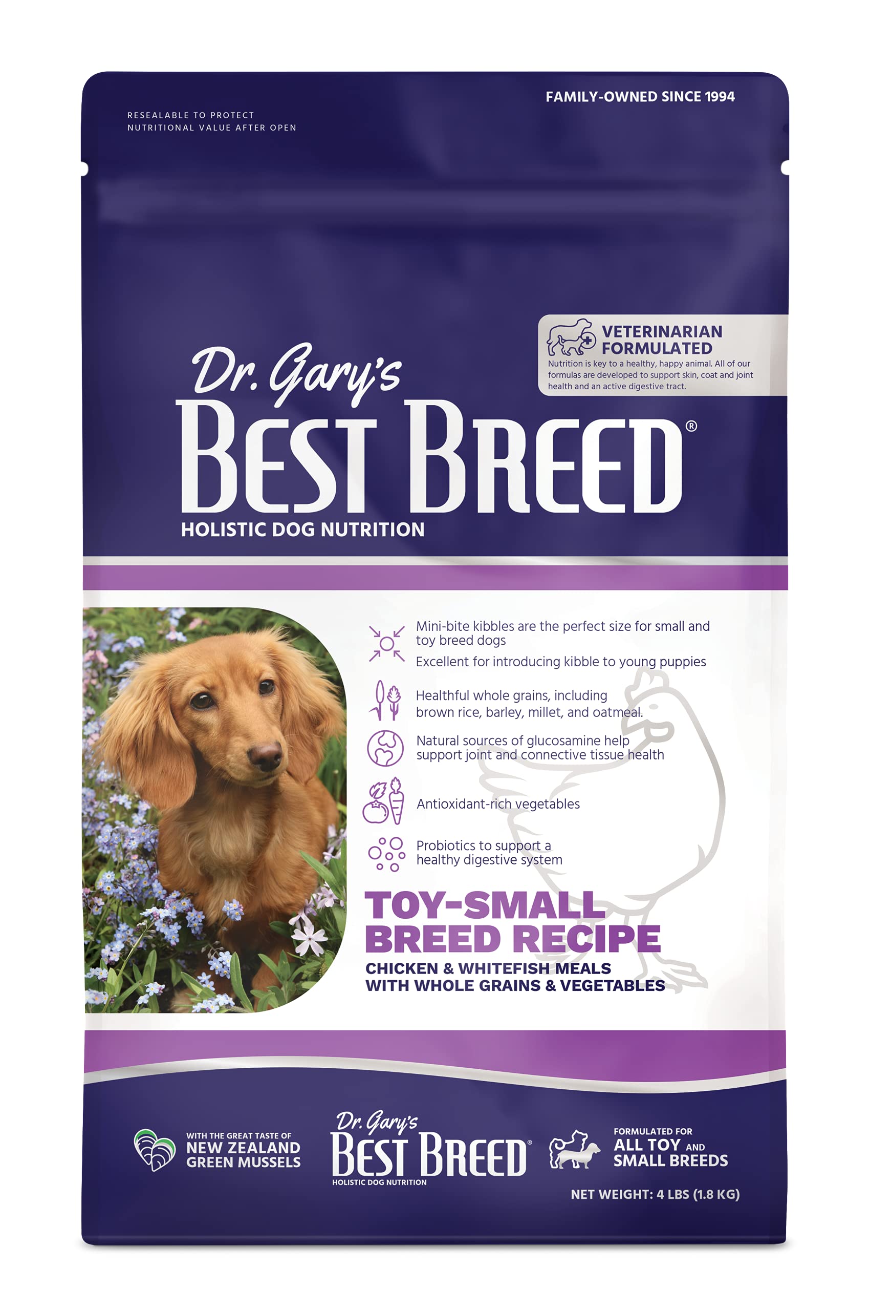 Best Breed small breed recipe mini-bite kibble for easy chewing in toy dogs.