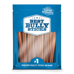 Best Bully Sticks 12 inch thin dog chews in a 24-count bag for small and sensitive chewers.