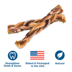 Best Bully Sticks 6-inch braided dog chew closeup demonstrates long-lasting chews