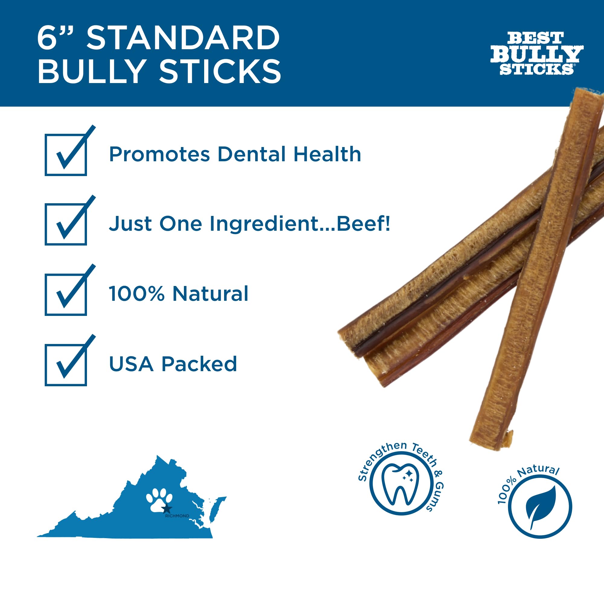 Best Bully Sticks 6inch close-up — grain-free, single-ingredient dog chew