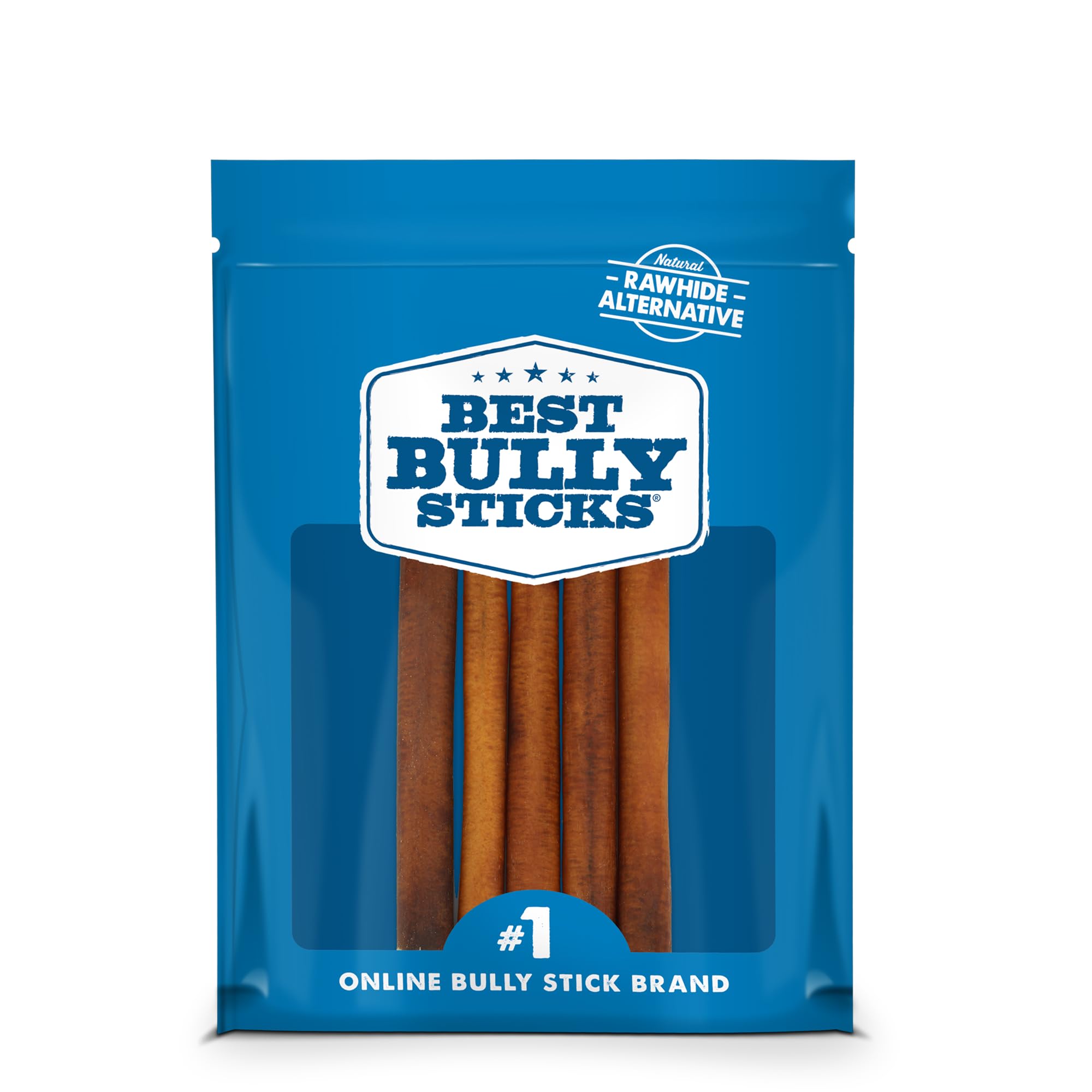 Best Bully Sticks 6 Inch dog chews in pack of five for small to medium dogs.