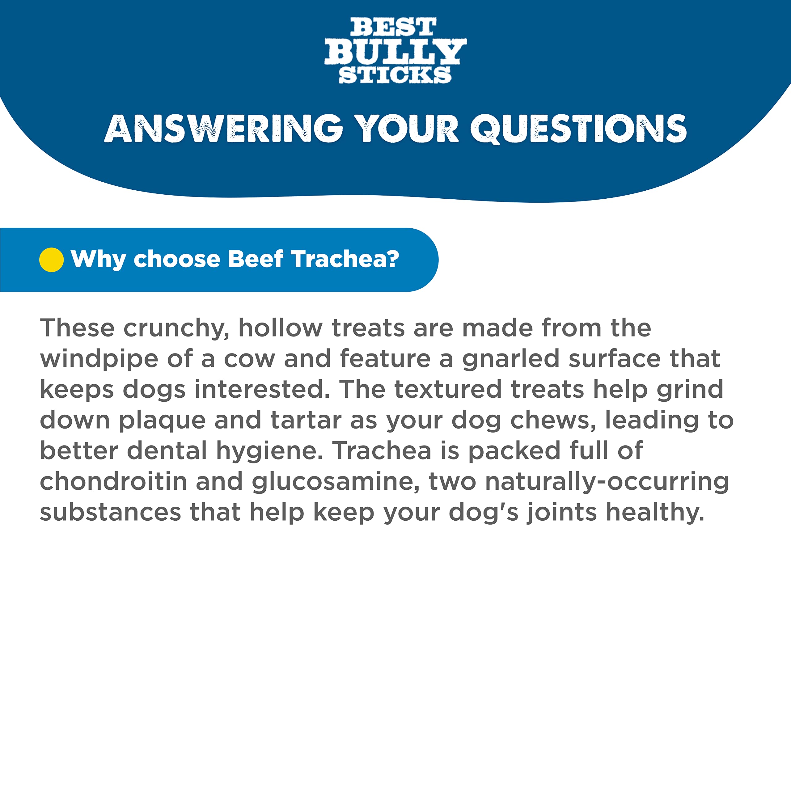 Beef trachea chew with glucosamine and chondroitin hints for joint support