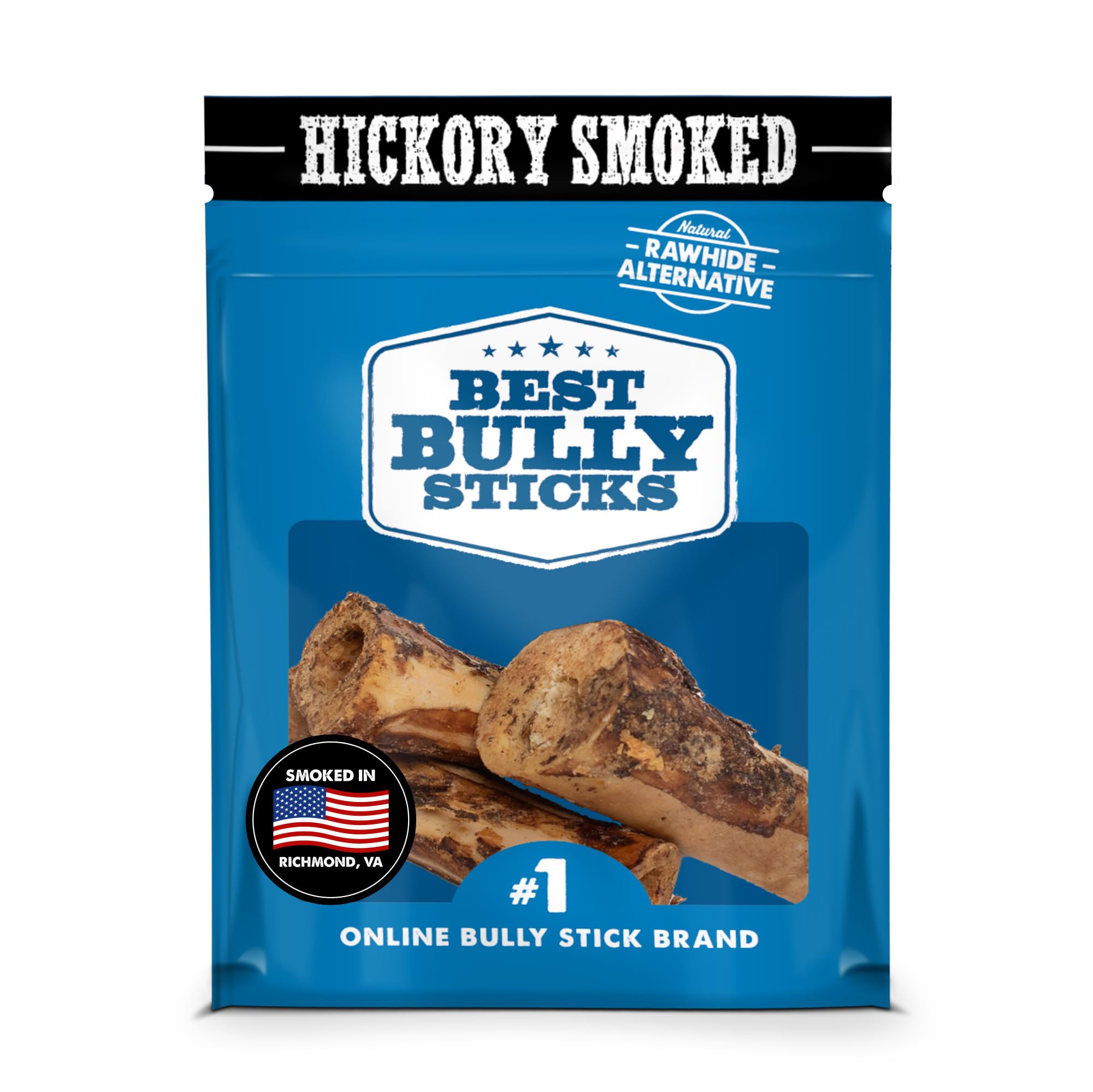 Best Bully Sticks Hickory Smoked Marrow Bones 3-pack for large breeds, long-lasting chew