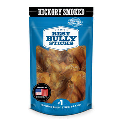 Best Bully Sticks Hickory Smoked Pig Ears 12-Count, all-natural pork chews for dogs.